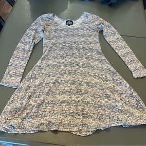 Angie Marled Knit Dress in Blue, Cream & Pink Speckle